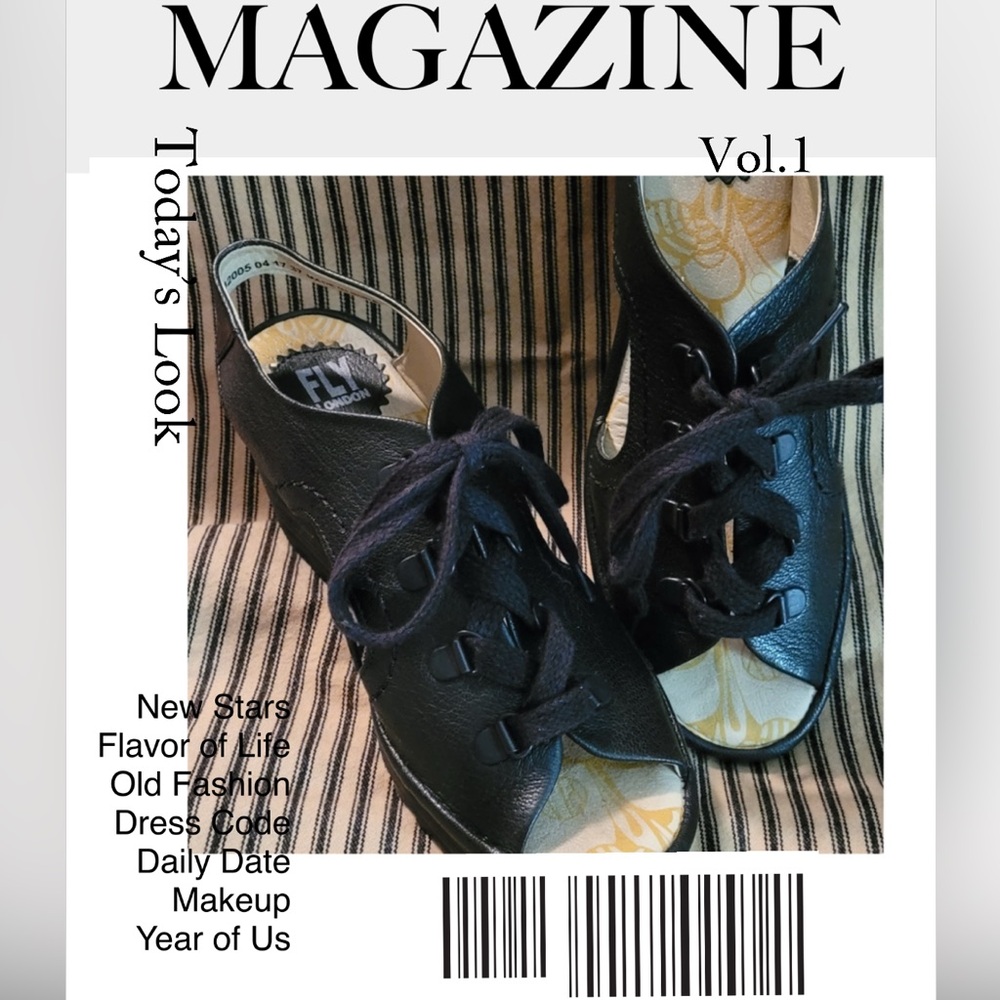 Fly London Black Leather Sandals